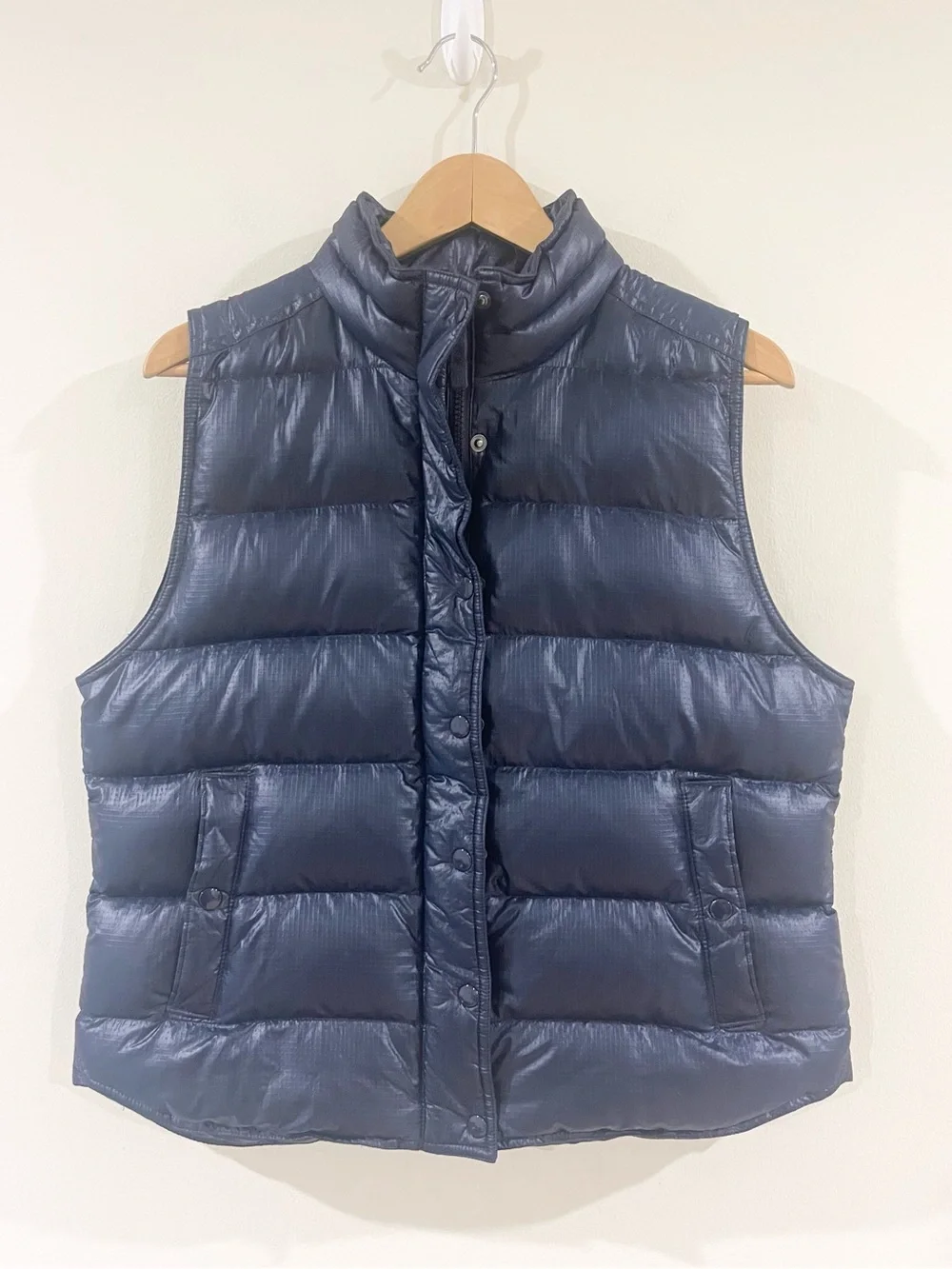 J. Crew Navy Quilted Down Fill Puffer Vest Women’s size L